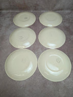 6 assiettes plates Terre de fer Salins décor bleu nuagé