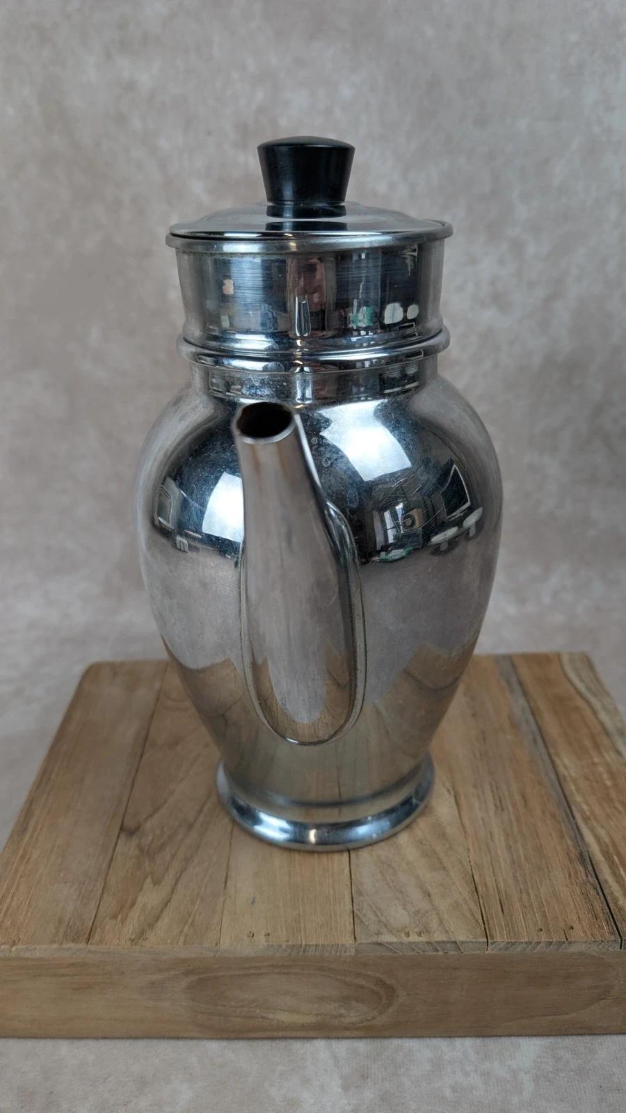 Cafetière vintage en métal nickelé chromé Ets Baumlin Alsachrome