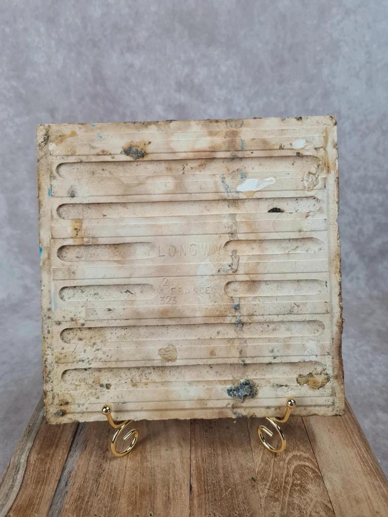 Carreau ancien Longwy décor oriental 🌿 faïence émaillée