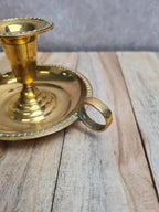 Bougeoir ancien en laiton doré style Louis Xvi • Vintage chic • Belle patine