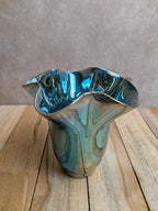 petit vase grès Gérard mer 1965 bleu irisé vintage