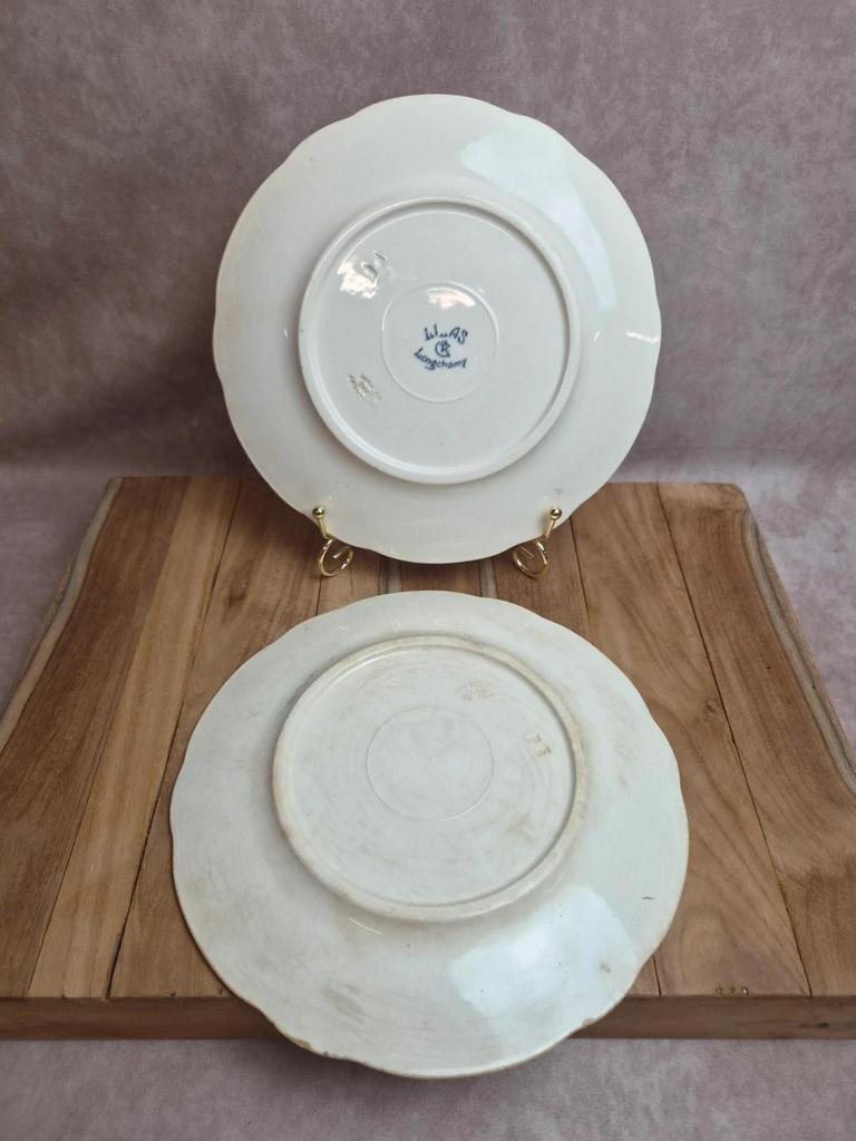 Lot de 2 assiettes terre de fer Longchamp modèle Lila Art nouveau 22 cm