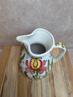 Pichet ancien en faïence décor floral peint main – esprit campagne