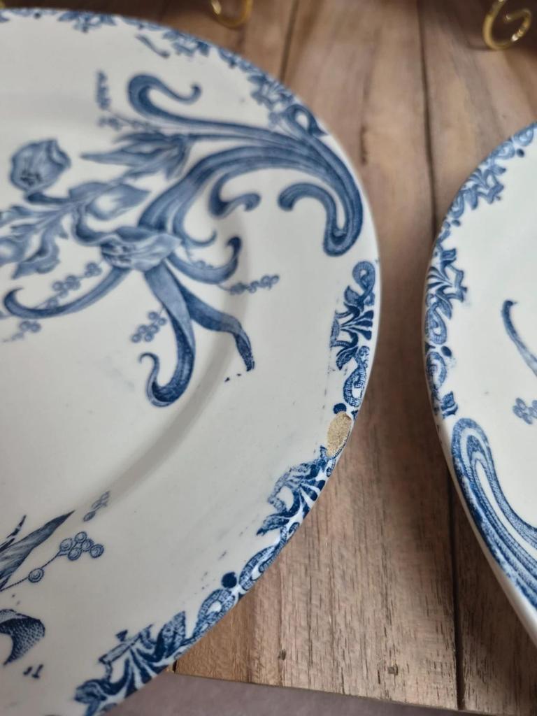 Lot de 6 assiettes terre de fer Clairefontaine – modèle Iris – fin Xixe