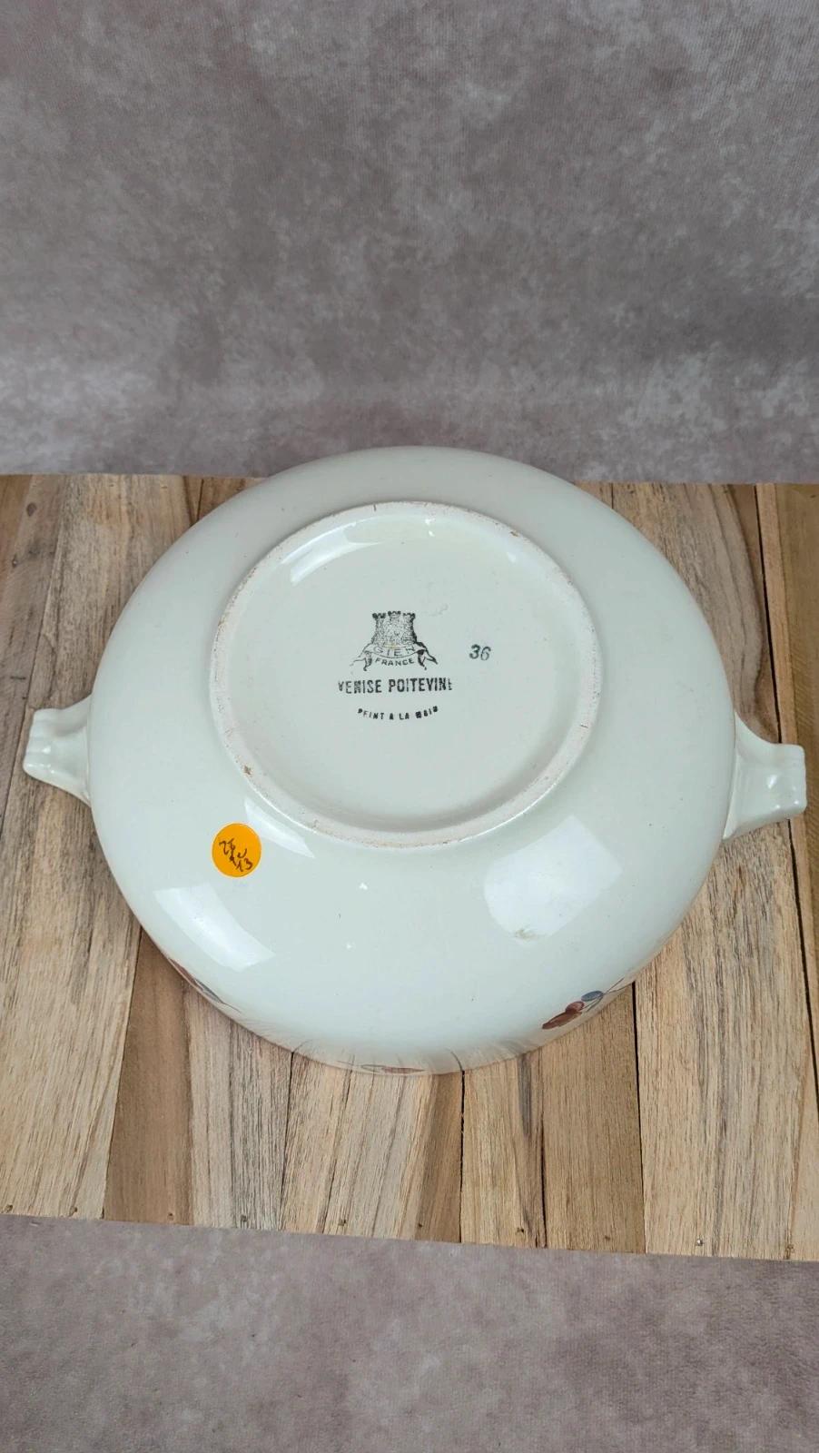 Soupière / saladier Gien Venise Poitevine peint à la main