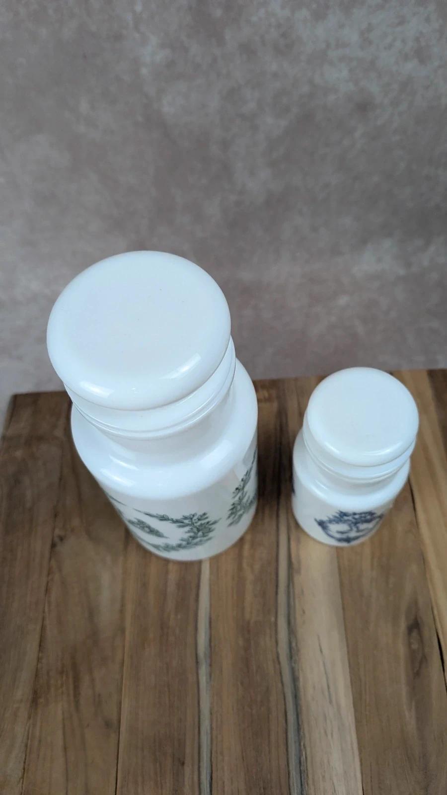 Lot de 2 pots en verre opalin Made in Italy