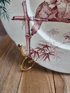 Assiette ancienne Longwy modèle Oiseaux – décor polychrome bambous et oiseaux – 25 cm