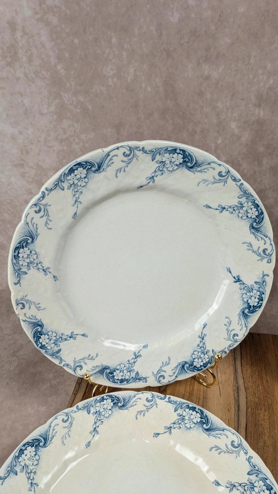 Lot de 6 assiettes plates anciennes Kg Lunéville – modèle Angèle