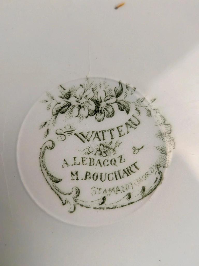 Lot de 4 assiettes plates anciennes Terre de fer Saint-amand Lebacqz & Bouchart – Watteau