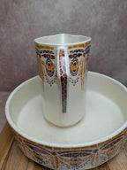 Ensemble de toilette ancien terre de fer Hbcm Thérèse broc bassine Art déco