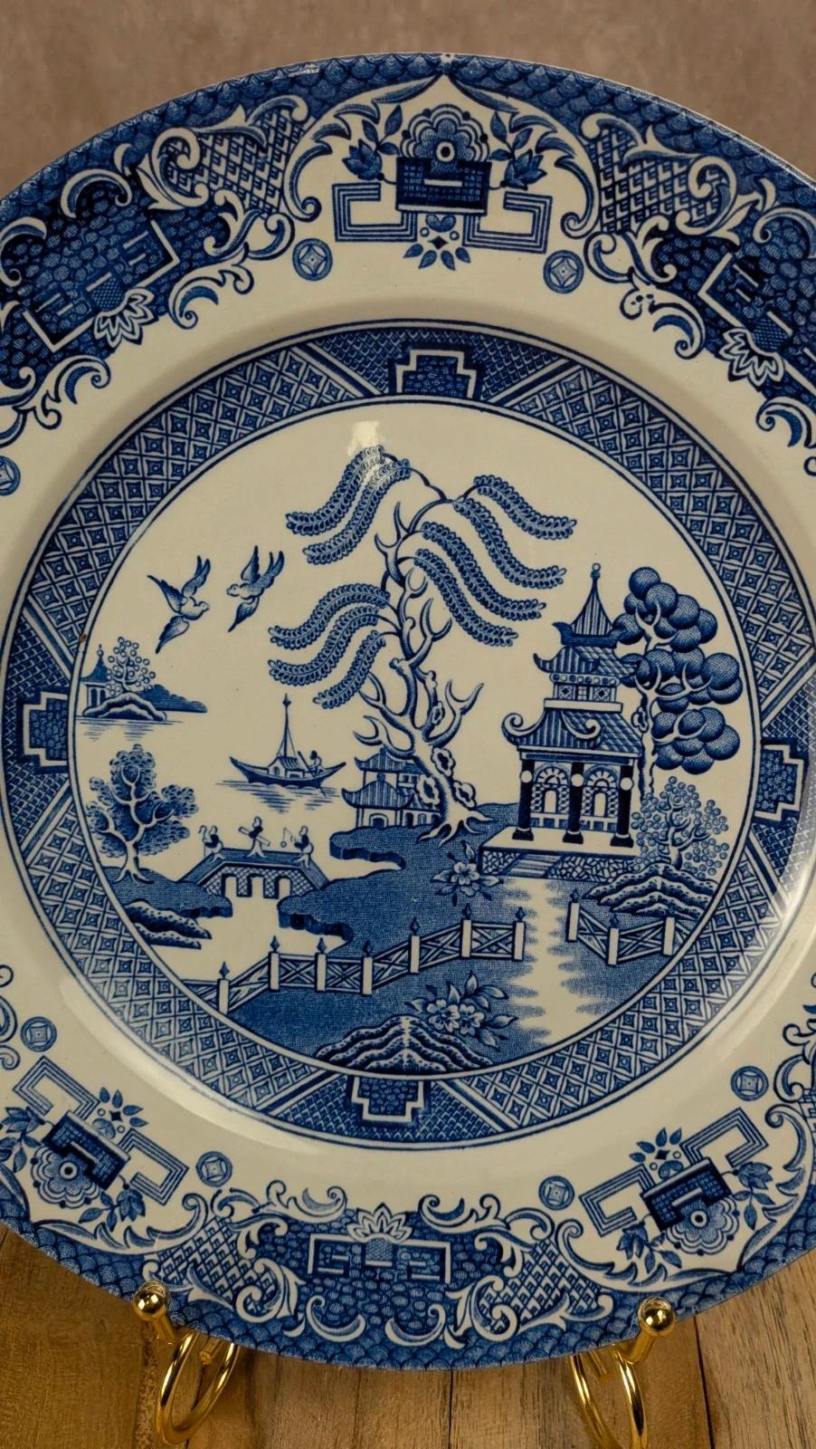Assiette anglaise Old Willow bleu blanc