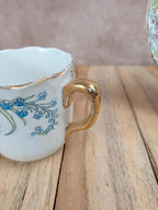Tasse et soucoupe anciennes Terre de Fer Lunéville Kg – Modèle Clairette – Polychrome