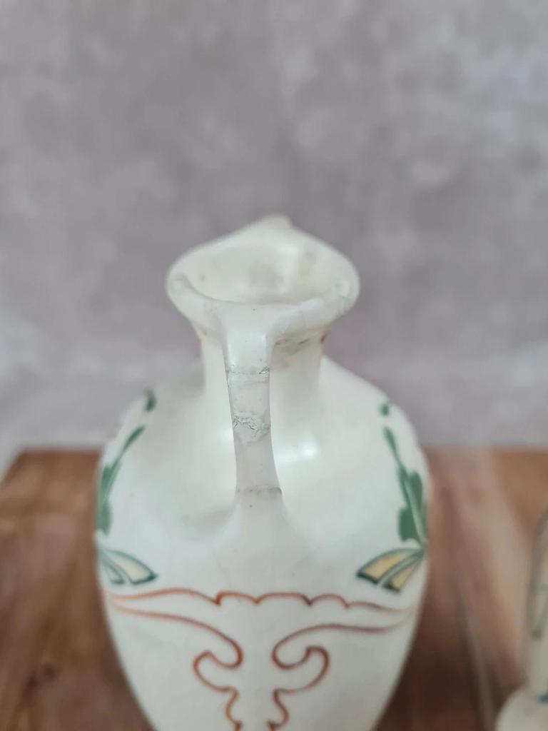 Paire de vases Art nouveau Arnhem 🇳🇱 faïence peinte main vers 1911 🌿