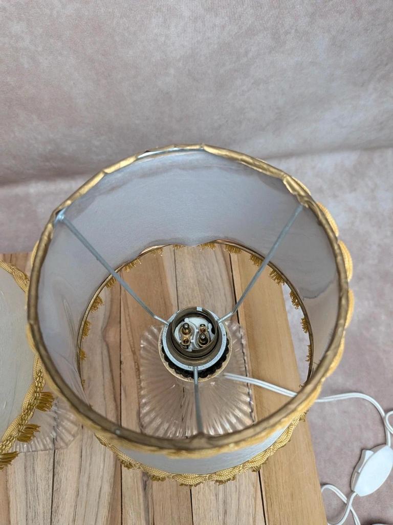 Paire de lampes vintage plexiglas & métal doré