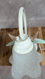 Lampe vintage Massive en métal & verre dépoli – motif fleur