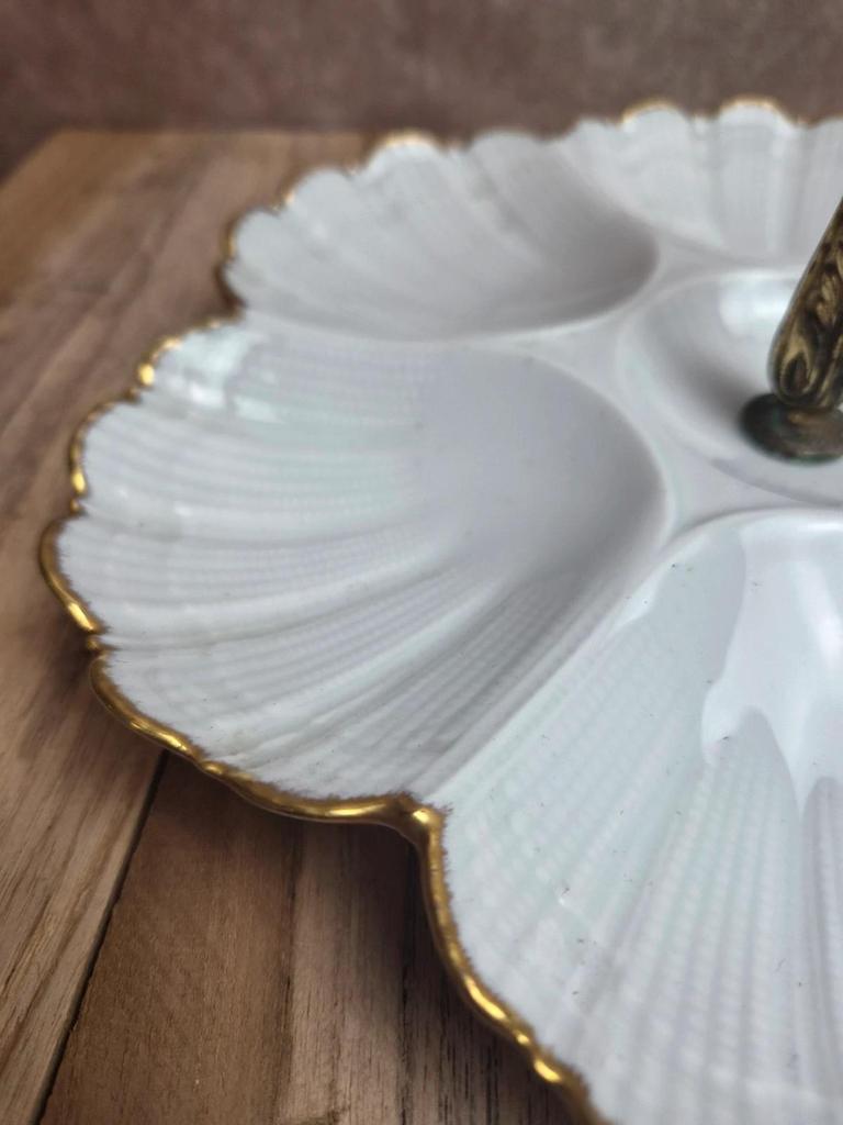 Serviteur Limoges Ribes – Porcelaine dorée 6 coquilles