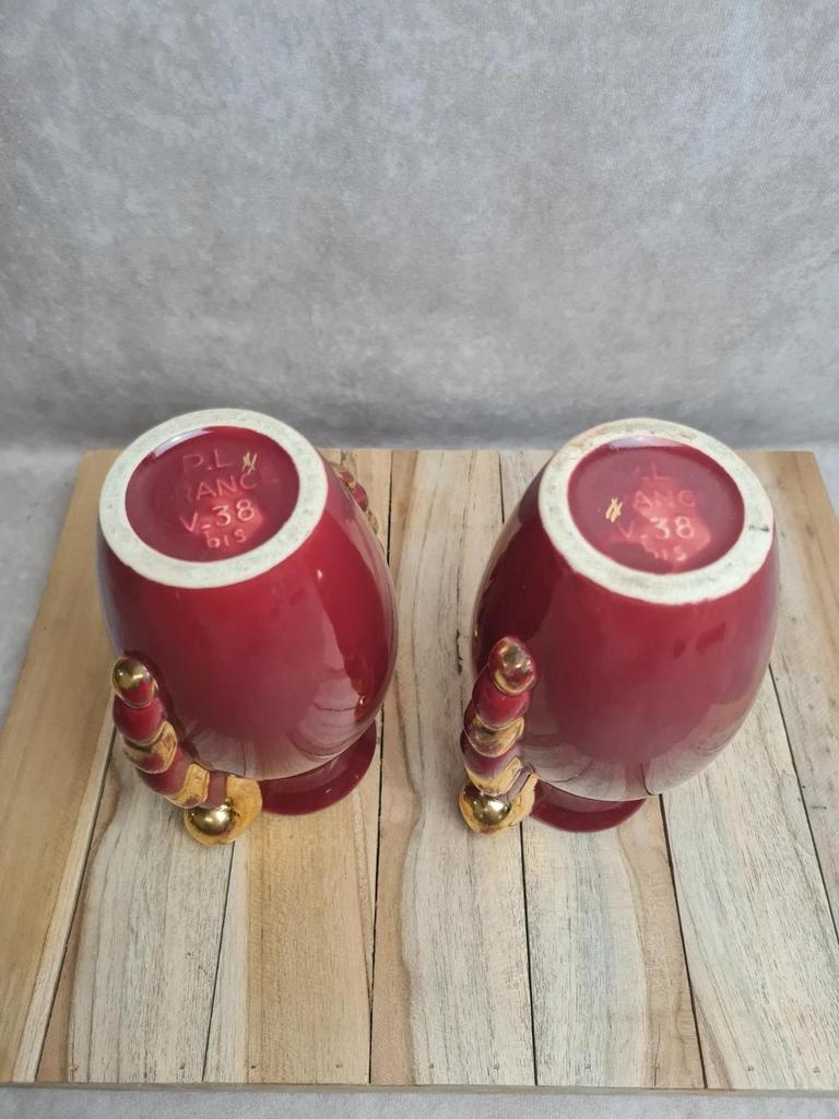 Paire de vases vintage Pl France – manufacture Poët-laval – modèle V38 bis 🌺