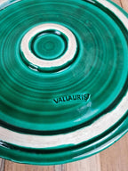 💚 Ensemble Vallauris vert émaillé – centre de table & dessous de bouteille vintage