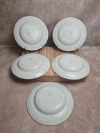 Lot 5 assiettes creuses Terre de Fer Creil & Montereau Service Louis Xv lilas rare