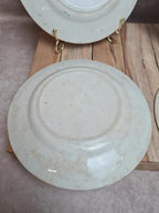 Lot 4 assiettes à dessert anciennes Terre de Fer décor œillet bleu 💙
