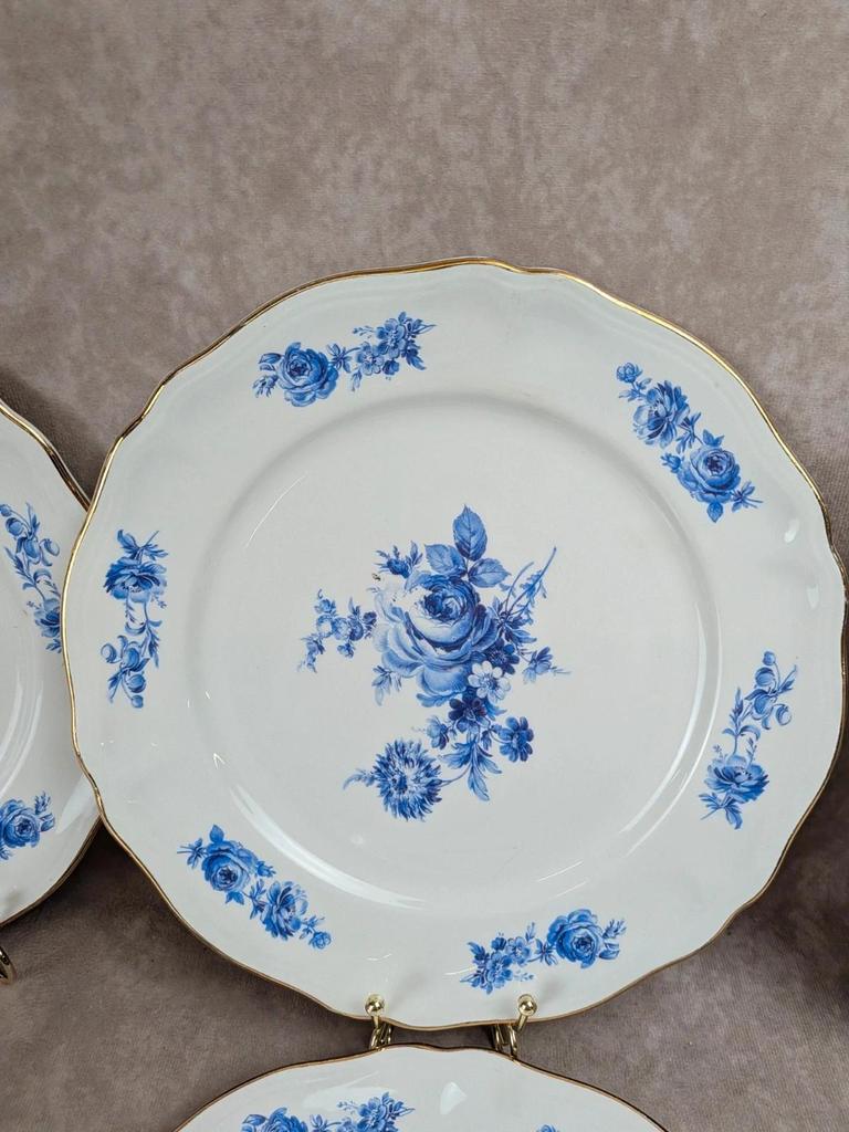 Lot de 10 assiettes plates Moulin des Loups Orchies – modèle Sully – fleurs bleues