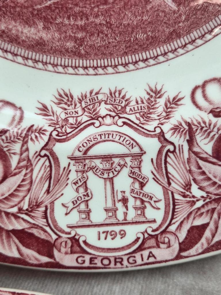 Lot 4 Assiettes Wedgwood Georgia Historical Plates Mulberry Angleterre Vintage