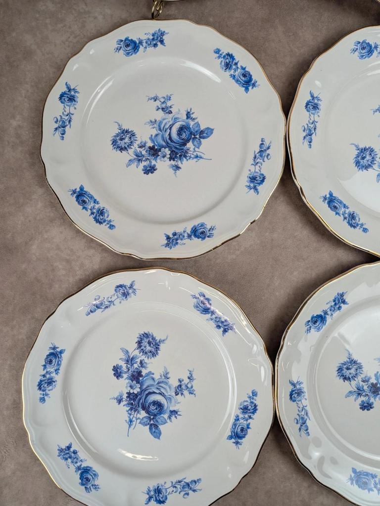 Lot de 10 assiettes plates Moulin des Loups Orchies – modèle Sully – fleurs bleues