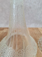 Centre de table ancien Epergne à 3 cornets en verre pressé & métal argenté 🌿💐