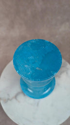 Bougeoir ancien en albâtre bleu