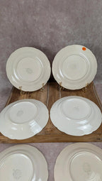 Lot de 8 assiettes à dessert anciennes Villeroy & Boch – frise dorée