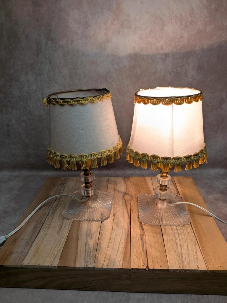 Paire de lampes vintage plexiglas & métal doré