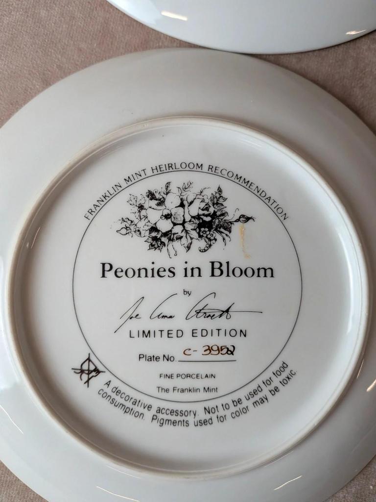 Lot 4 assiettes de collection Franklin Mint – Joe Anna Arnett – Fleurs – Édition limitée