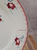 Assiette ancienne K&g Lunéville décor floral rouge – faïence française 🌹
