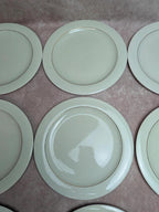 Lot de 10 assiettes plates Opaceline Salins liseré doré vintage