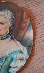Miniature ancienne signée Portrait Belle Époque – cadre rocaille doré