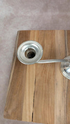 Chandelier ancien 3 feux en métal argenté – style classique