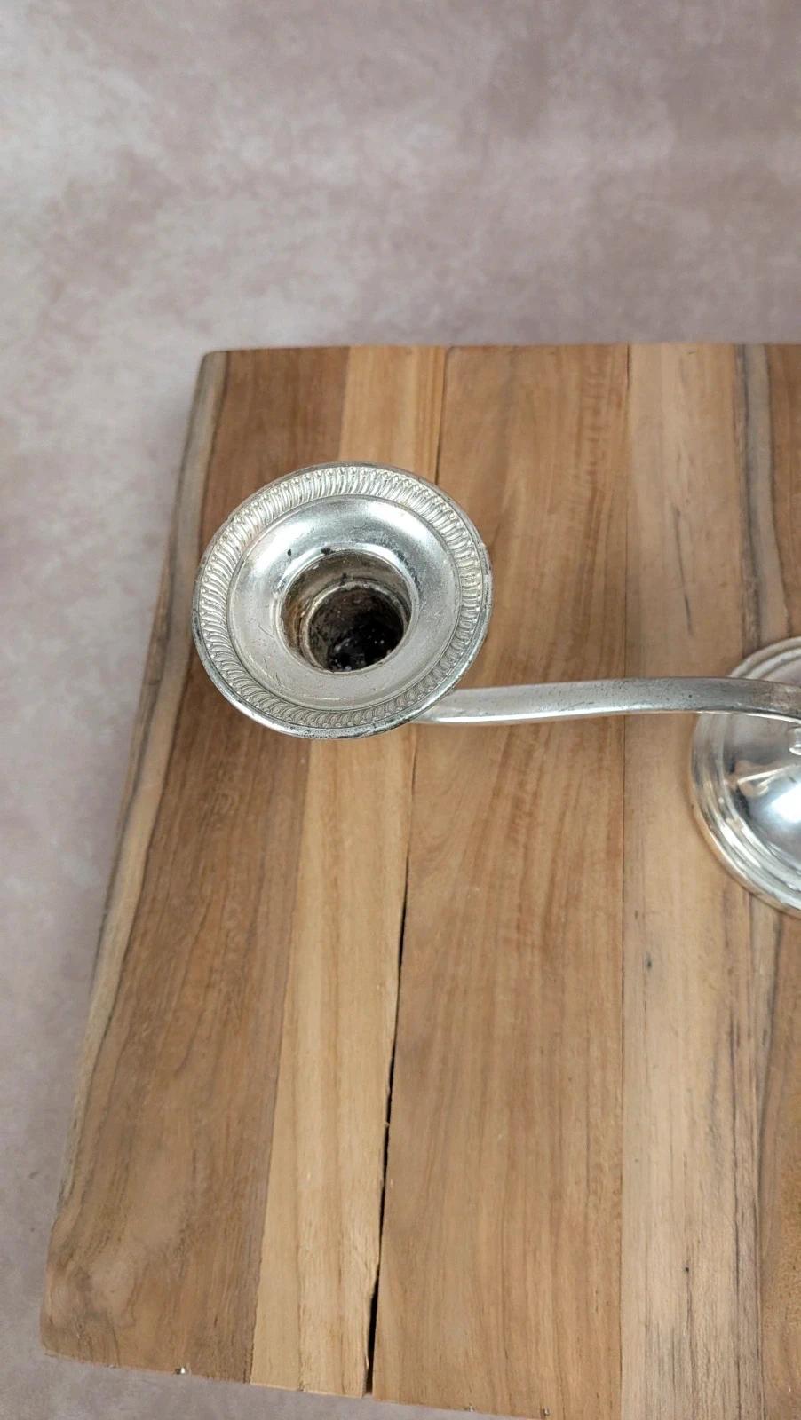 Chandelier ancien 3 feux en métal argenté – style classique