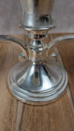 Chandelier ancien 3 feux en métal argenté – style classique