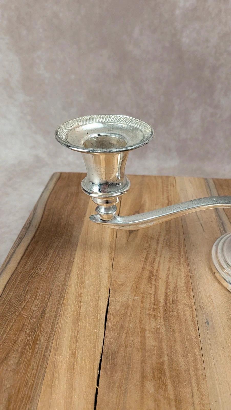 Chandelier ancien 3 feux en métal argenté – style classique