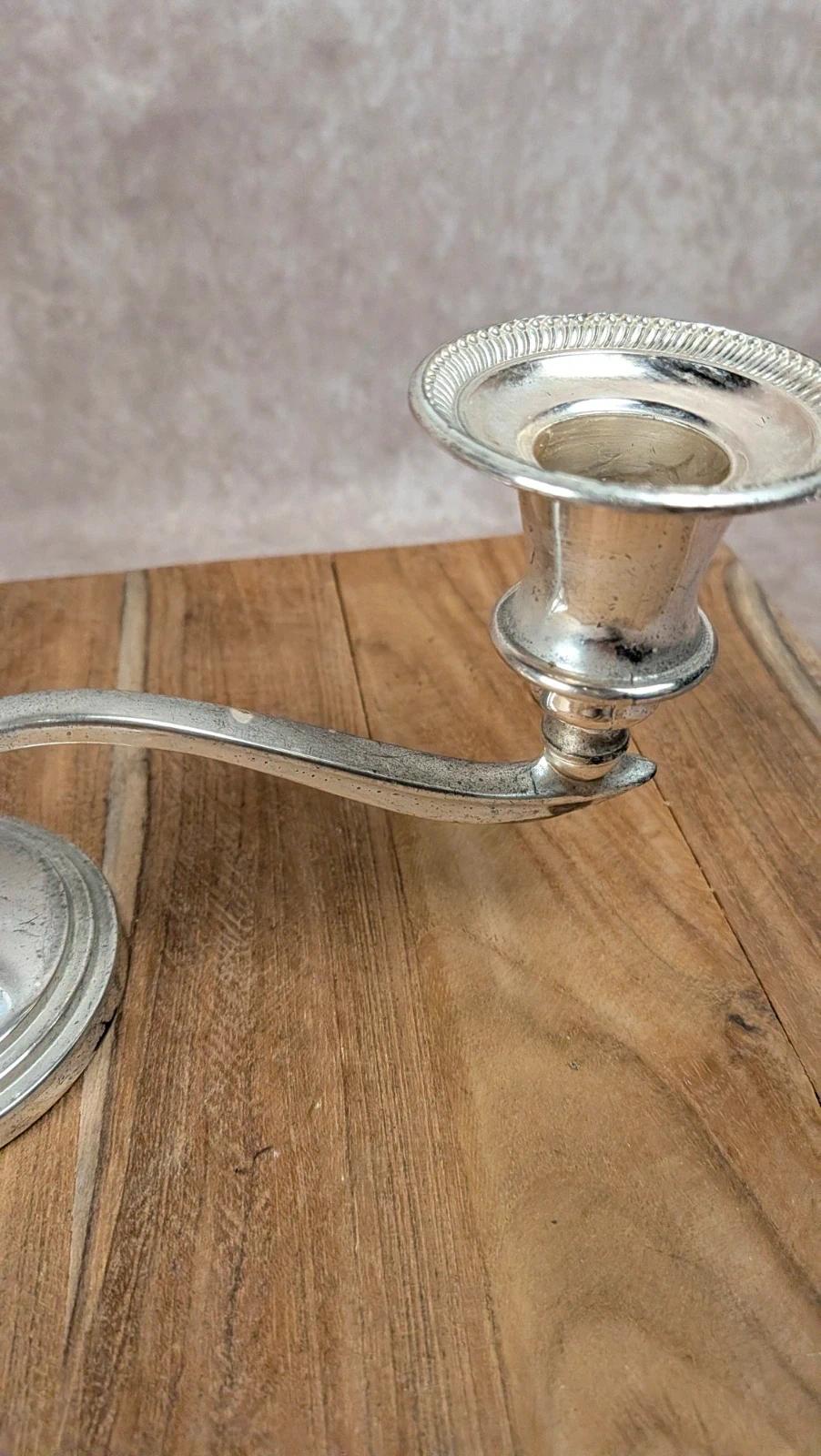 Chandelier ancien 3 feux en métal argenté – style classique