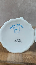 Charmant duo de bougeoirs anciens en porcelaine – Filet doré fait main