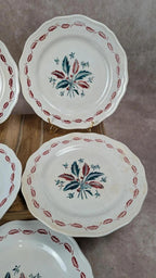 Charmant lot de 5 assiettes plates anciennes L’amandinoise – modèle Auvergne