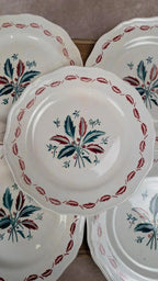 Charmant lot de 5 assiettes plates anciennes L’amandinoise – modèle Auvergne