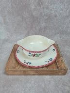 Charmante saucière ancienne avec son plat – Faïence de Gien 🇫🇷