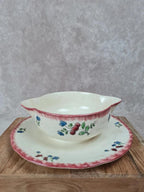 Charmante saucière ancienne avec son plat – Faïence de Gien 🇫🇷