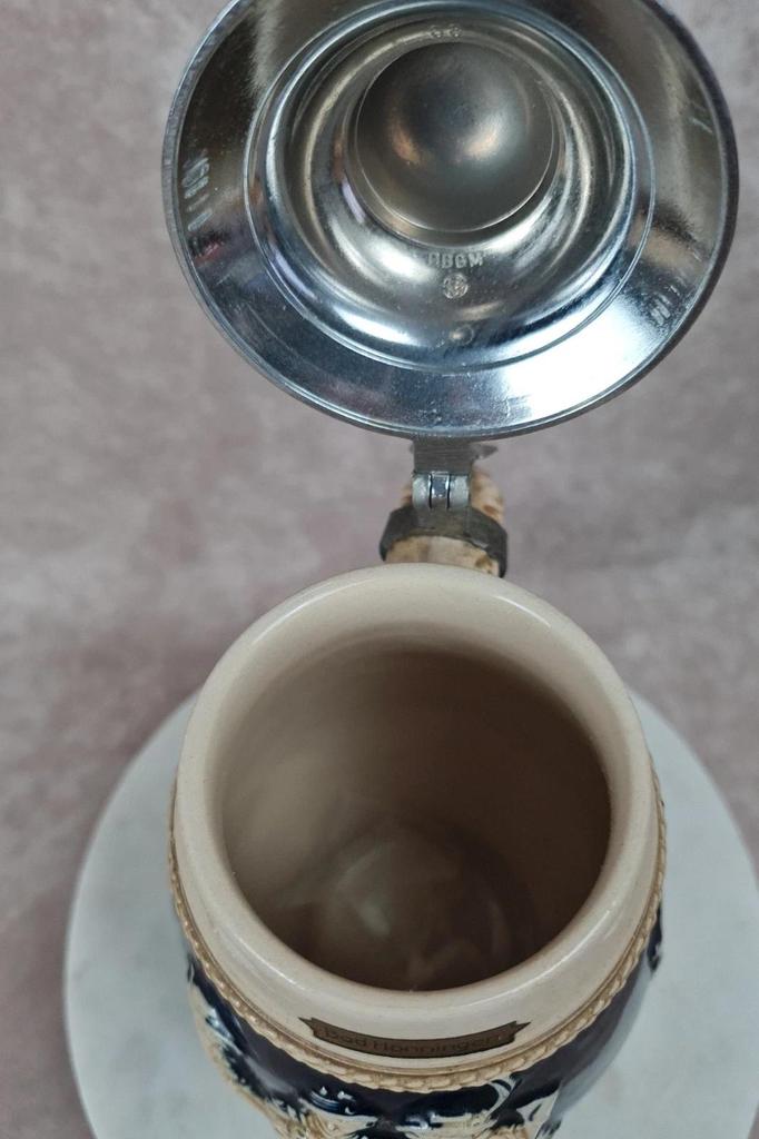 Chope à bière vintage Nick - werke 🇩🇪 Bad Hönningen – Grès & étain – 0,5l
