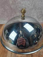 Cloche de service en inox – bouton décoratif doré