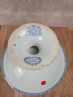 Compotier ancien couvert sur pied – Faïence anglaise Etruscan Border – fin Xixe
