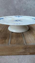 Compotier ancien en faïence anglaise Cauldon – décor bleu Chantilly