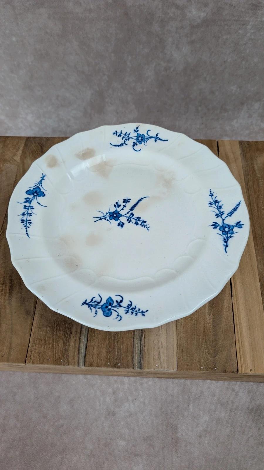 Compotier ancien en faïence anglaise Cauldon – décor bleu Chantilly